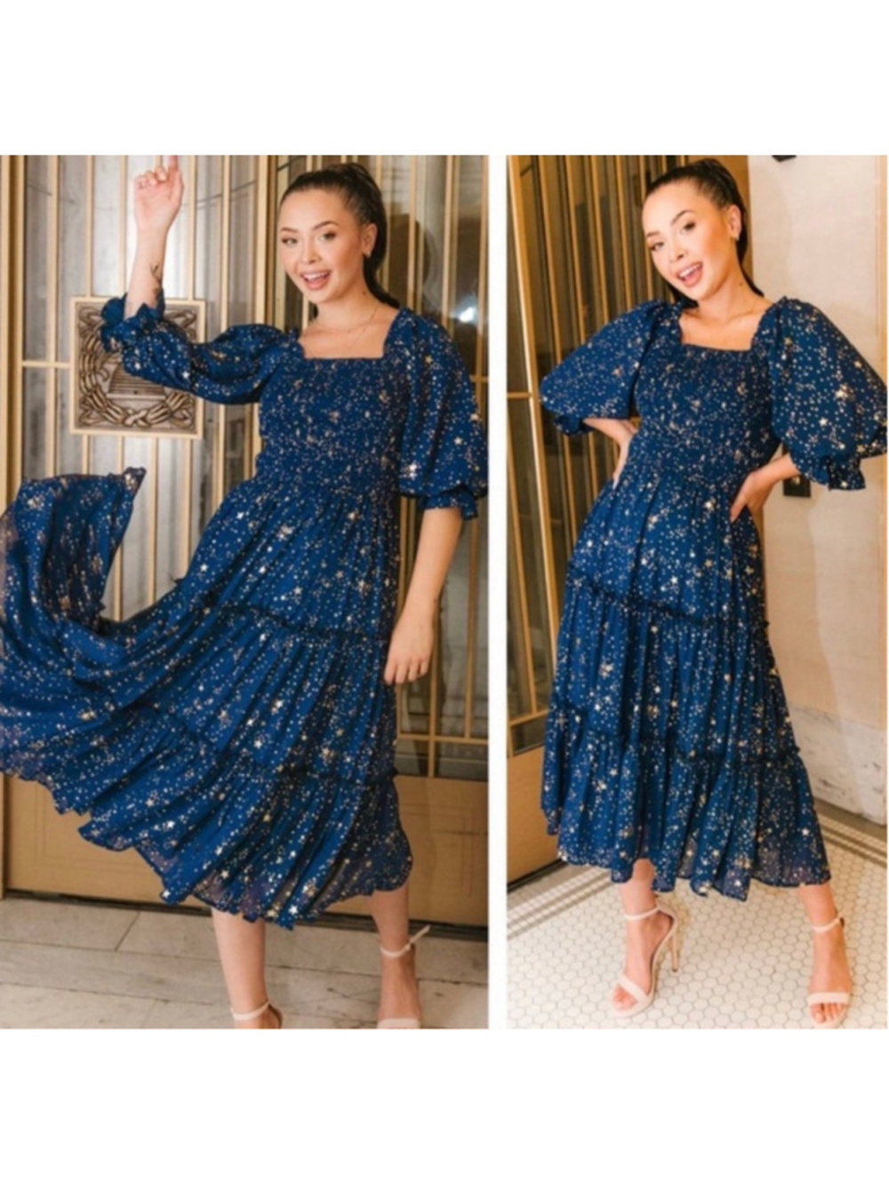 NWT Ivy City Co Starry Nights Dress Blue 2X
